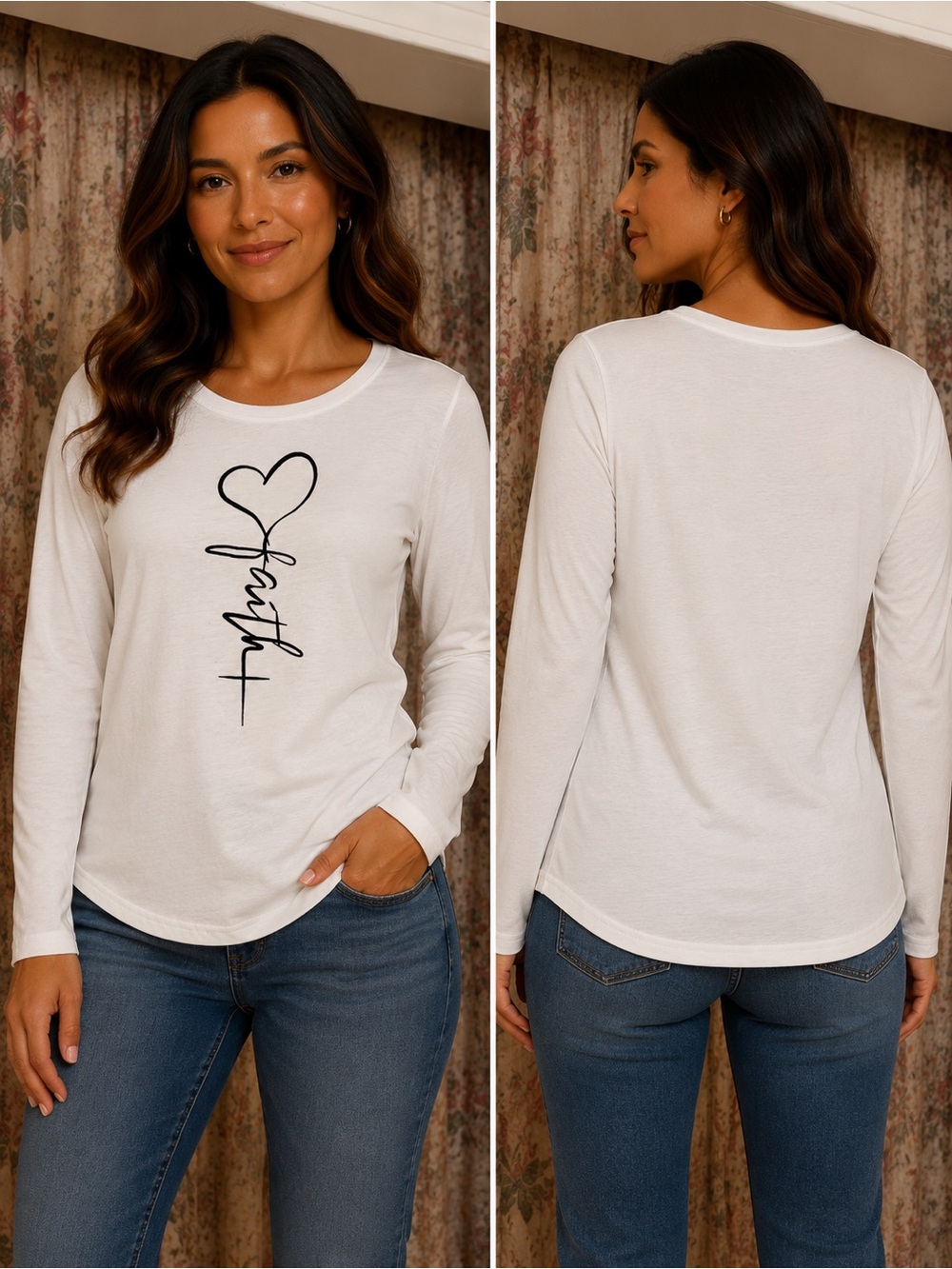 Faith Heart Graphic Long-Sleeve Tee by